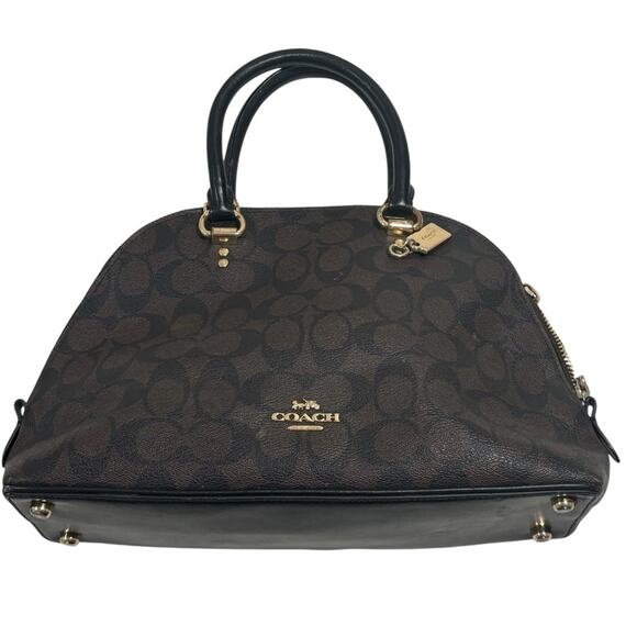 Coach KATY Dark Brown Signature Canvas Satchel - Picture 1 of 11